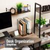 Mind Reader 2-Tier Rustic Letter Tray Organizer with Metal Frame, Wood Base for Desk or Office, Stackable, Metal and Wood, Black(Shelf)