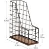 Mind Reader 2-Tier Rustic Letter Tray Organizer with Metal Frame, Wood Base for Desk or Office, Stackable, Metal and Wood, Black(Vertical File Organizer)