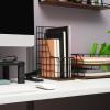Mind Reader 2-Tier Rustic Letter Tray Organizer with Metal Frame, Wood Base for Desk or Office, Stackable, Metal and Wood, Black(Vertical File Organizer)