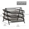 Mind Reader 3-Tier Paper Tray, Desktop Organizer, File Storage, Workspace, Office, Metal Mesh, 11.75″L x 13.75″W x 10″H, Black(Black)