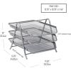 Mind Reader 3-Tier Paper Tray, Desktop Organizer, File Storage, Workspace, Office, Metal Mesh, 11.75″L x 13.75″W x 10″H, Black(Silver)