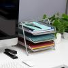 Mind Reader 3-Tier Paper Tray, Desktop Organizer, File Storage, Workspace, Office, Metal Mesh, 11.75″L x 13.75″W x 10″H, Black(Silver)