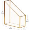 Mind Reader 4-Compartment Glass Desktop Organizer with Copper Trim, Angled Design for Office Supplies, Makeup & Accessories, Glass and Copper, Clear(3.9″ x 9.5″ x 11″)