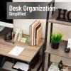 Mind Reader 4-Compartment Glass Desktop Organizer with Copper Trim, Angled Design for Office Supplies, Makeup & Accessories, Glass and Copper, Clear(3.9″ x 9.5″ x 11″)
