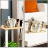 Mind Reader 4-Compartment Glass Desktop Organizer with Copper Trim, Angled Design for Office Supplies, Makeup & Accessories, Glass and Copper, Clear(9.5″ x 3.9″ x 5.9″)