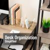 Mind Reader 4-Compartment Glass Desktop Organizer with Copper Trim, Angled Design for Office Supplies, Makeup & Accessories, Glass and Copper, Clear(9.5″ x 3.9″ x 5.9″)