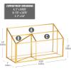 Mind Reader 4-Compartment Glass Desktop Organizer with Copper Trim, Angled Design for Office Supplies, Makeup & Accessories, Glass and Copper, Clear(9.8″ x 3.9″ x 5.5″)