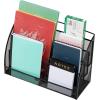 Mind Reader 4-Tier Mail Sorter, Desktop Organizer, File Storage, Magazine, Office, Metal Mesh, 17.75″L x 7″W x 12.25″H, Black(Black 4 Pocket Horizontal)