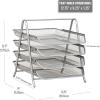 Mind Reader 4-Tier Paper Tray, Desktop Organizer, File Storage, Workspace, Office, Metal Mesh, 12″L x 13.75″W x 12.5″H, Black(Silver)