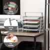 Mind Reader 4-Tier Paper Tray, Desktop Organizer, File Storage, Workspace, Office, Metal Mesh, 12″L x 13.75″W x 12.5″H, Black(Silver)