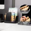 Mind Reader 5-Compartment Desktop Organizer, Adjustable Caddy, Plastic and Wood, Black(Black)