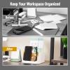 Mind Reader 5-Compartment Desktop Organizer, Adjustable Caddy, Plastic and Wood, Black(White)