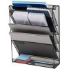 Mind Reader 5-Pocket Vertical File Storage, Desktop Organizer, Wall Mount, Office, Metal Mesh, Black(Black)
