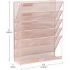 Mind Reader 5-Pocket Vertical File Storage, Desktop Organizer, Wall Mount, Office, Metal Mesh, Black(Pink)