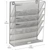Mind Reader 5-Pocket Vertical File Storage, Desktop Organizer, Wall Mount, Office, Metal Mesh, Black(Silver)