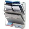 Mind Reader 5-Pocket Vertical File Storage, Desktop Organizer, Wall Mount, Office, Metal Mesh, Black(Silver)