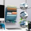 Mind Reader 5-Pocket Vertical File Storage, Desktop Organizer, Wall Mount, Office, Metal Mesh, Black(Turq)