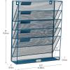 Mind Reader 5-Pocket Vertical File Storage, Desktop Organizer, Wall Mount, Office, Metal Mesh, Black(Turq)