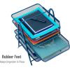 Mind Reader 5-Tier Paper Tray, Desktop Organizer, File Storage, Office, Metal Mesh, 11.75″L x 14″W x 15″H, Turquoise
