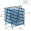 Mind Reader 5-Tier Paper Tray, Desktop Organizer, File Storage, Office, Metal Mesh, 11.75″L x 14″W x 15″H, Turquoise