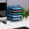Mind Reader 5-Tier Paper Tray, Desktop Organizer, File Storage, Office, Metal Mesh, 11.75″L x 14″W x 15″H, Turquoise