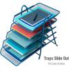 Mind Reader 5-Tier Paper Tray, Desktop Organizer, File Storage, Office, Metal Mesh, 11.75″L x 14″W x 15″H, Turquoise