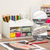 Mind Reader Craft Supply Organizer with Top Tray and 4 Drawers, Desktop Storage for Pens, Scissors, Tape, Beads and Accessories, Plastic, White