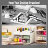 Mind Reader Craft Supply Organizer with Top Tray and 4 Drawers, Desktop Storage for Pens, Scissors, Tape, Beads and Accessories, Plastic, White