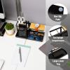 Mind Reader Desktop Organizer, Steel and Wood Desktop Dock, Catchall Tray for Phone, Wallet, Watch, Keys, White(Black)