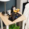 Mind Reader Desktop Organizer, Steel and Wood Desktop Dock, Catchall Tray for Phone, Wallet, Watch, Keys, White(Black)