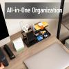 Mind Reader Desktop Organizer, Steel and Wood Desktop Dock, Catchall Tray for Phone, Wallet, Watch, Keys, White(Black)