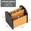 Mind Reader Desktop Organizer with 3 Compartments, Natural Wood and Matte Finish Sides, Compact Desk Storage, Wood, White(Black)