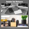 Mind Reader Desktop Organizer with 3 Compartments, Natural Wood and Matte Finish Sides, Compact Desk Storage, Wood, White(Black)