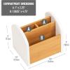 Mind Reader Desktop Organizer with 3 Compartments, Natural Wood and Matte Finish Sides, Compact Desk Storage, Wood, White(White)