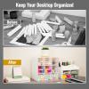 Mind Reader Modular Craft Organizer, 9 Clear Drawer Desktop Storage, Stackable Interlocking Units for Art Supplies, Office and Hobby Storage, Plastic, Set of 3, White