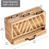 Mind Reader Natural Wood Desktop Mail Organizer with Drawer, 3-Tier Letter Holder with Label Slots, Office Desk Paper Sorter, Brown