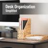 Mind Reader Rattan Vertical File Organizer with Iron Frame, Desktop Organizer, Holds Letter Size Documents, Brown(3.9″ x 9.8″ x 11.8″)