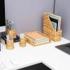 Mind Reader Rattan Vertical File Organizer with Iron Frame, Desktop Organizer, Holds Letter Size Documents, Brown(9.8″ x 12.2″ x 2.8″)