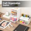 Mind Reader Stackable Craft Supply Organizer, 6 Drawer Desktop Storage with Clear Drawers, Plastic, Set of 2, White
