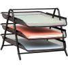 Mind Reader 3-Tier Paper Tray, Desktop Organizer, File Storage, Workspace, Office, Metal Mesh, 11.75″L x 13.75″W x 10″H, Black(Black)