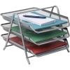 Mind Reader 3-Tier Paper Tray, Desktop Organizer, File Storage, Workspace, Office, Metal Mesh, 11.75″L x 13.75″W x 10″H, Black(Silver)