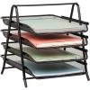 Mind Reader 4-Tier Paper Tray, Desktop Organizer, File Storage, Workspace, Office, Metal Mesh, 12″L x 13.75″W x 12.5″H, Black(Black)