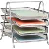 Mind Reader 4-Tier Paper Tray, Desktop Organizer, File Storage, Workspace, Office, Metal Mesh, 12″L x 13.75″W x 12.5″H, Black(Silver)