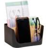 Mind Reader 5-Compartment Desktop Organizer, Adjustable Caddy, Plastic and Wood, Black(Black)