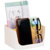 Mind Reader 5-Compartment Desktop Organizer, Adjustable Caddy, Plastic and Wood, Black(White)