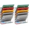 Mind Reader 5-Pocket Vertical File Storage, Desktop Organizer, Wall Mount, Office, Metal Mesh, Black(Silver)