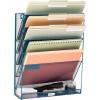 Mind Reader 5-Pocket Vertical File Storage, Desktop Organizer, Wall Mount, Office, Metal Mesh, Black(Turq)