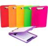 Mind Reader Clipboard with Storage, Teacher, Nursing Clipboard, Plastic, 9.25″L x 13.25″W x 1″H, Set of 6, Assorted Colors(Translucent Assorted)