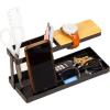 Mind Reader Desktop Organizer, Steel and Wood Desktop Dock, Catchall Tray for Phone, Wallet, Watch, Keys, White(Black)