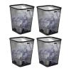 Mind Reader Mesh Trash Can, Waste Paper Basket, Square, Office, Metal Mesh, 9.75″ L x 9.75″ W x 12.25″ H, Set of 4, Black(Classic Black)